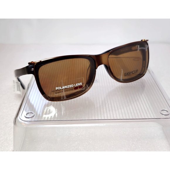 Brown Amber EasyClip Polarized Eyeglasses Matte Shiny Unisex Small 50-17-135 NWT - Picture 7 of 12